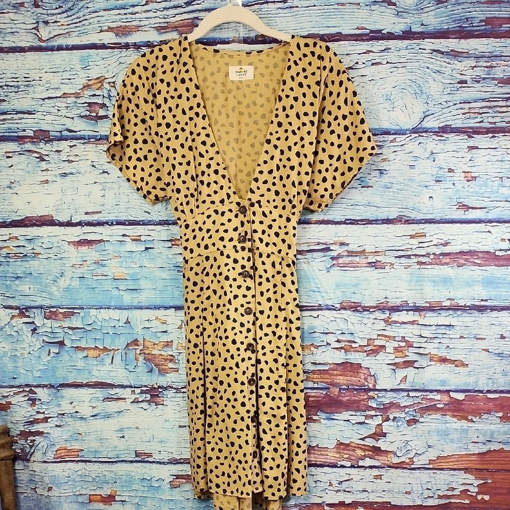 Marine Layer Tan Cheetha Dot Mini Dress
